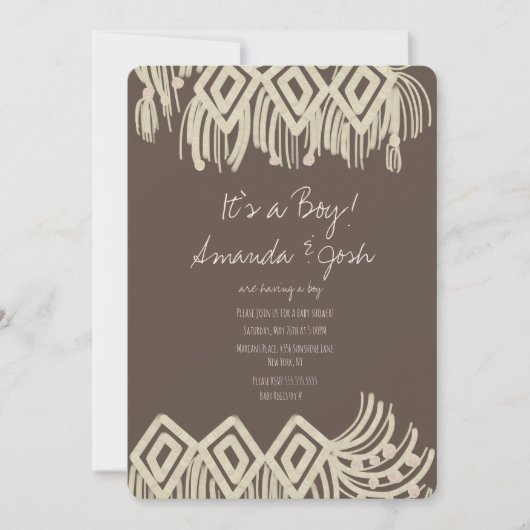 Baby Shower Schilderachtige Macrame Boho Kaart (Voorkant)