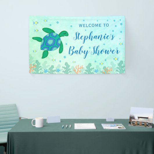 Baby shower schildpad onder het Zee welkom Spandoek (Beurs)