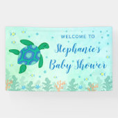 Baby shower schildpad onder het Zee welkom Spandoek (Horizontaal)