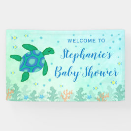 Baby shower schildpad onder het Zee welkom Spandoek
