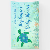 Baby shower schildpad onder het Zee welkom Spandoek (Verticaal)
