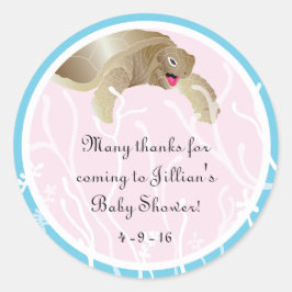 Baby shower "Schildpad/Roze" Stickers 1 1/2" of 3"