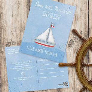 Baby Shower Schip Ahoy Het is een Jongen Cadeaureg Briefkaart