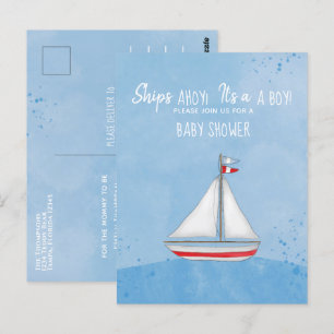 Baby Shower Schip Ahoy Het is een Jongen Eenvoudig Briefkaart