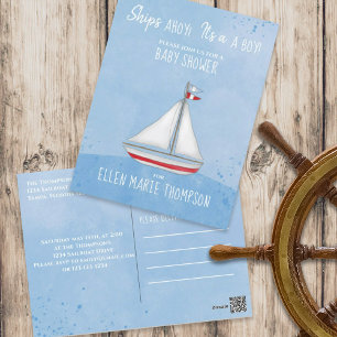 Baby Shower Schip Ahoy Het is een Jongen Eenvoudig Briefkaart