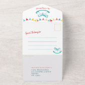 Baby shower schommelend hobbypaard aqua waterverf all in one uitnodiging (Buitenkant)