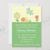 Baby Shower: Schuif Dragonfly en slak in een tuin Kaart (Voorkant)