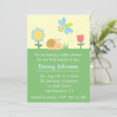 Baby Shower: Schuif Dragonfly en slak in een tuin Kaart (Staand voorkant)