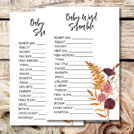 Baby shower Scramble boho Herfst Rustieke bloemen