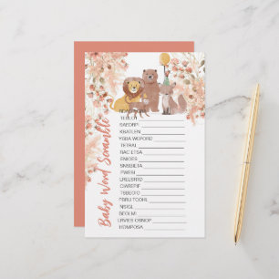 Baby shower Scramble Boho Safari Roze Pampasgras