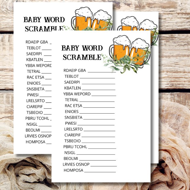 Baby shower Scramble een baby is brouwen thema (Creator heeft geüpload)