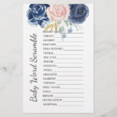 Baby shower Scramble Game Navy Blush Roze Bloemen (Voorkant)