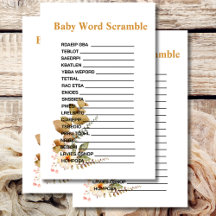 Baby shower Scramble Herfst groen gebladerte