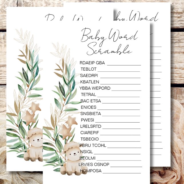 Baby shower Scramble Sweet Little Lamb groen (Creator heeft geüpload)