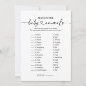 Baby shower Script Baby Dier Matching Baby spel Kaart (Voorkant)