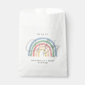 Baby shower script kleurrijke waterverf regenboog bedankzakje (Voorkant)