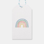 Baby shower script kleurrijke waterverf regenboog cadeaulabel (Achterkant)