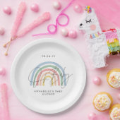 Baby shower script kleurrijke waterverf regenboog papieren bordje (Feest)