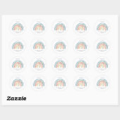 Baby shower script kleurrijke waterverf regenboog ronde sticker (Vel)