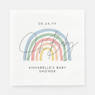 Baby shower script kleurrijke waterverf regenboog servet