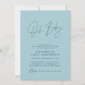 Baby shower script modern babyblauw stijlvol kaart (Voorkant)