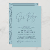 Baby shower script modern babyblauw stijlvol kaart (Voorkant / Achterkant)