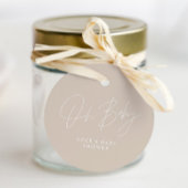 Baby shower script modern beige elegant bedankjes labels