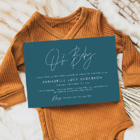Baby shower script modern blauwgroen boho