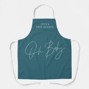 Baby shower script modern bold blauwgroen blauw el schort