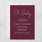 Baby shower Script Modern Bourgogne Elegant Kaart (Voorkant)