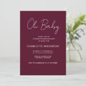 Baby shower Script Modern Bourgogne Elegant Kaart (Staand voorkant)