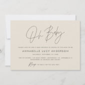 Baby shower script modern crème Natural boho foto Kaart (Voorkant)