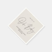 Baby shower script modern crème natuurlijk elegant servet (Hoek)