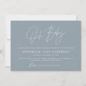 Baby shower script modern dusty blue boho kaart (Voorkant)
