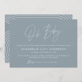 Baby shower script modern dusty blue boho kaart (Voorkant / Achterkant)