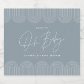 Baby shower script modern dusty blue elegant bier etiket (Enkel label)