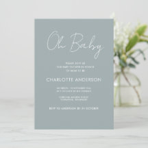 Baby shower script modern dusty blue elegant