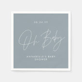 Baby shower script modern dusty blue elegant servet (Voorkant)
