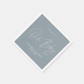 Baby shower script modern dusty blue elegant servet (Hoek)
