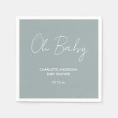 Baby shower script modern dusty blue elegant servet (Voorkant)