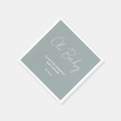 Baby shower script modern dusty blue elegant servet (Hoek)