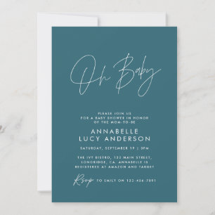 Baby shower script modern elegant blauwgroen blauw kaart