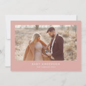 Baby shower script modern elegant foto roos roze kaart (Achterkant)