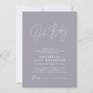 Baby shower script modern elegant lila paars kaart