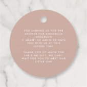 Baby shower script modern girly blush roze elegant bedankjes labels (Achterkant)