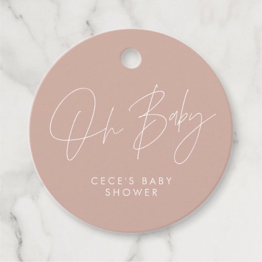 Baby shower script modern girly blush roze elegant bedankjes labels (Voorkant)