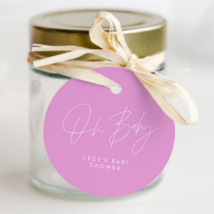 Baby shower script modern girly crème roze bedankjes labels