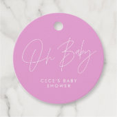 Baby shower script modern girly crème roze bedankjes labels (Voorkant)