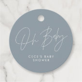 Baby shower script modern girly dusty blue bedankjes labels (Voorkant)