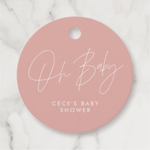 Baby shower script modern girly roos roze elegant bedankjes labels